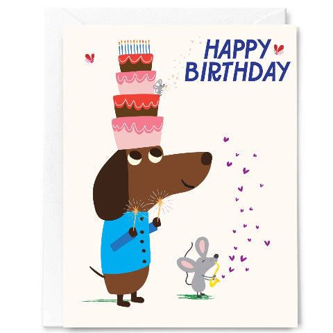 Happy Just Happy Greeting Card - Happy Birthday Stanley Style Cake on Head - Treasure Island Toys