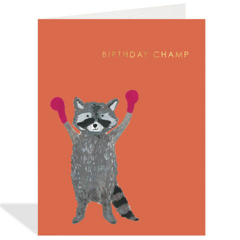 Greeting Card - Birthday Boxing Raccoon