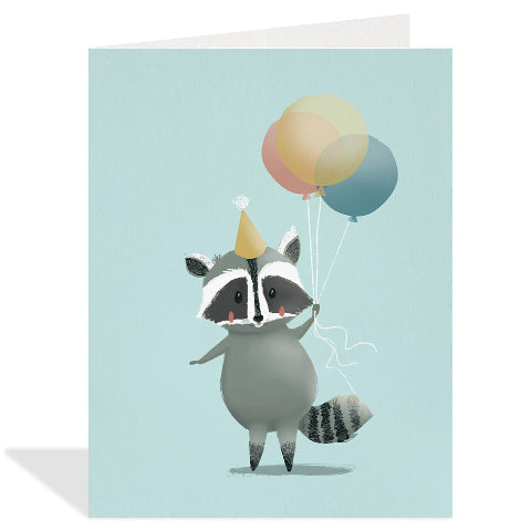 Halfpenny Postage Greeting Card - Birthday Raccoon