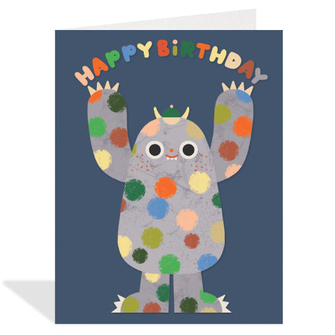 Halfpenny Postage Greeting Card - Polka Dot Monster