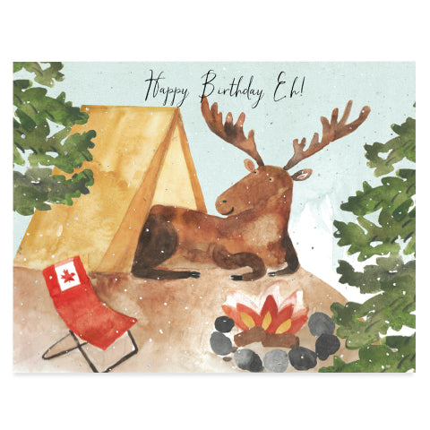 Halfpenny Postage Greeting Card - Canada Birthday Moose