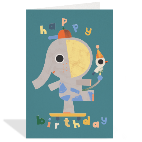 Greeting Card Enclosure - Skating Elephant