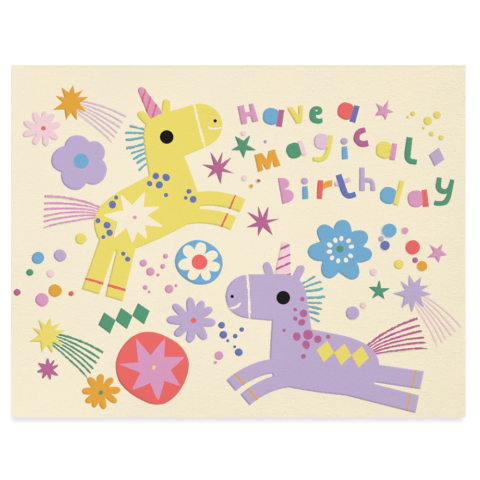 Halfpenny Postage Greeting Card - Magical Unicorns