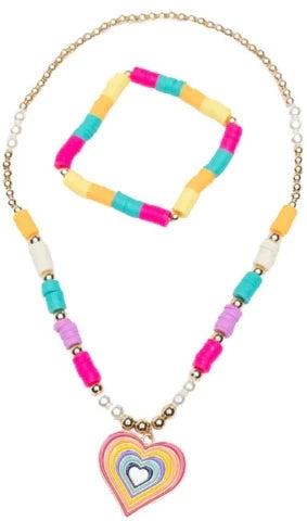 Great Pretenders Fashion - Rainbow Love Necklace Bracelet Set - Treasure Island Toys