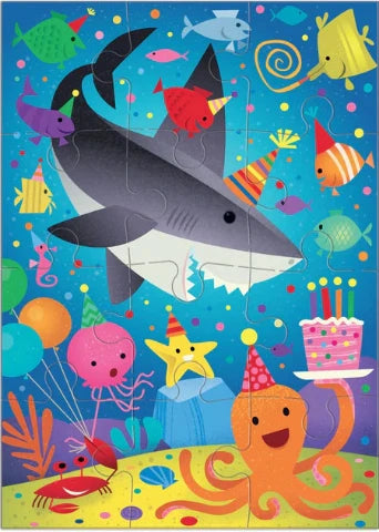 Galison Mudpuppy Puzzle Greeting Card - Shark Party - Treasure Island Toys