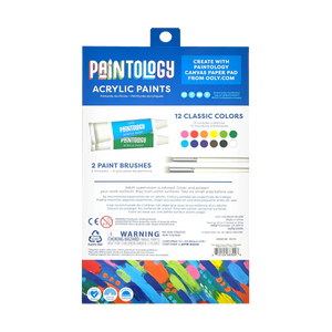 Ooly Paintology Acrylic Paints + 2 Brushes - Classic Colours