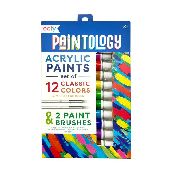 Ooly Paintology Acrylic Paints + 2 Brushes - Classic Colours