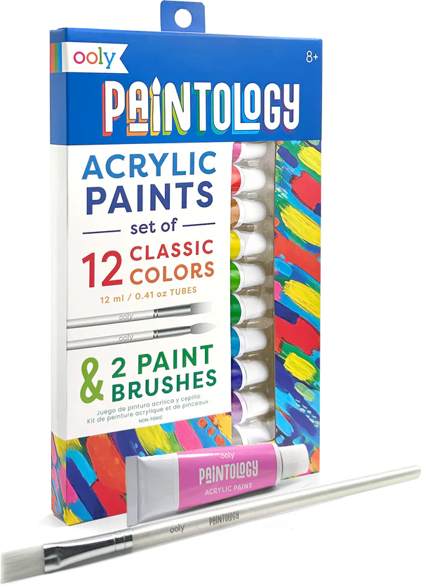 Ooly Paintology Acrylic Paints + 2 Brushes - Classic Colours