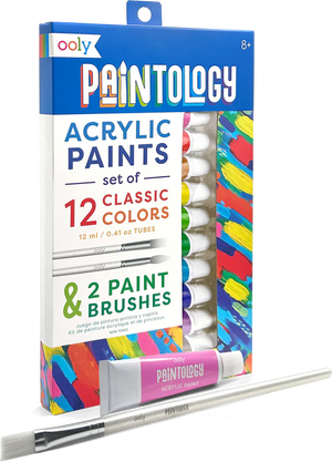 Ooly Paintology Acrylic Paints + 2 Brushes - Classic Colours