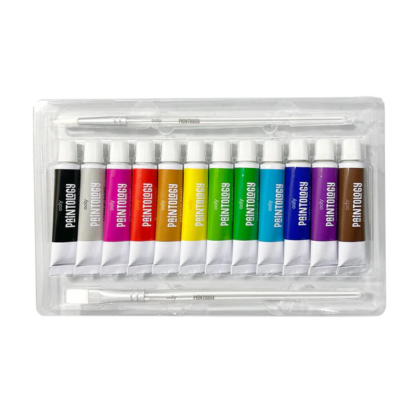 Ooly Paintology Acrylic Paints + 2 Brushes - Classic Colours