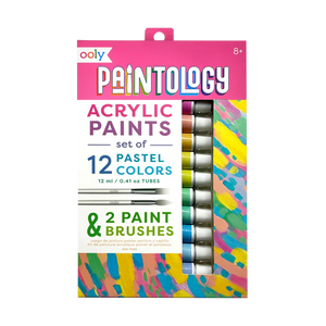 Ooly Paintology Acrylic Paints + 2 Brushes - Pastel Colours