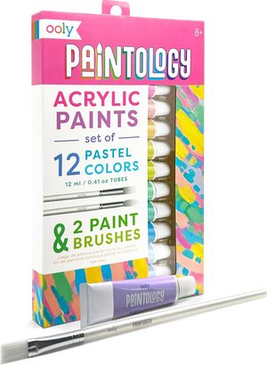 Ooly Paintology Acrylic Paints + 2 Brushes - Pastel Colours