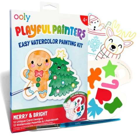 Ooly Playful Painters: Easy Watercolor Painting Kit - Merry & Bright - Treasure Island Toys