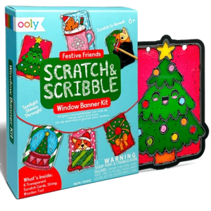 Ooly Mini Scratch & Scribble: Window Banner Kit - Festive Friends - Treasure Island Toys