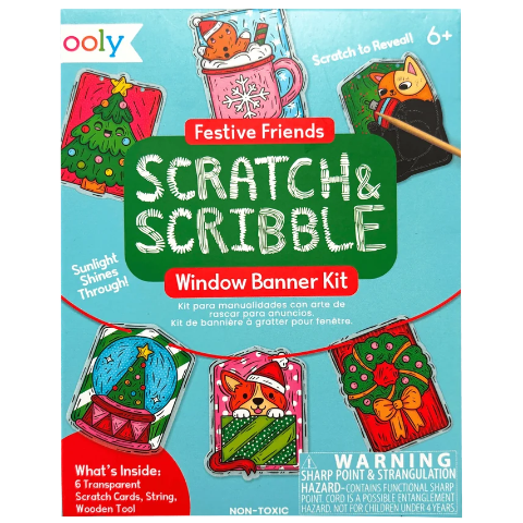 Ooly Mini Scratch & Scribble: Window Banner Kit - Festive Friends - Treasure Island Toys