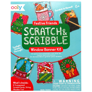 Ooly Mini Scratch & Scribble: Window Banner Kit - Festive Friends - Treasure Island Toys