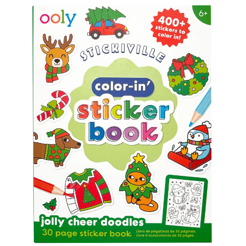 Ooly Stickiville: Color-in' Sticker Book - Jolly Cheer Doodles - Treasure Island Toys