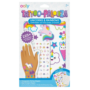 Ooly Tattoo-Palooza Tattoos & Nail Stickers - Unicorns & Rainbows - Treasure Island Toys