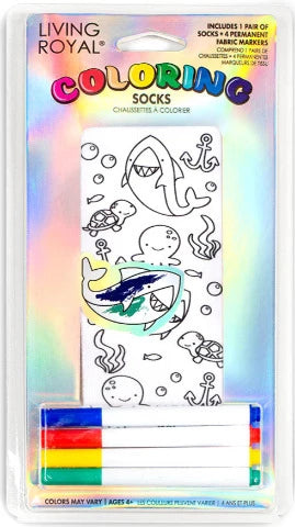 Living Royal Colouring Ankle Socks Ocean Pals - Treasure Island Toys