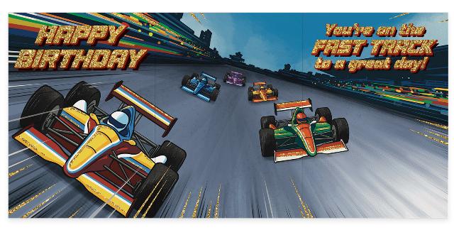 Greeting Card Birthday - Race Car