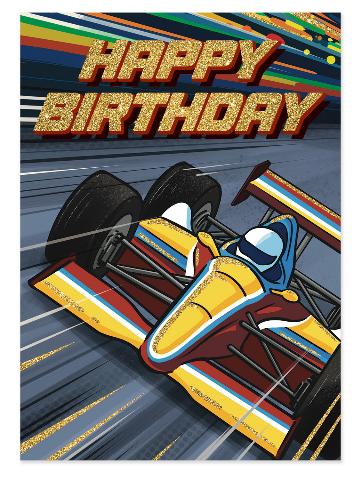 Greeting Card Birthday - Race Car