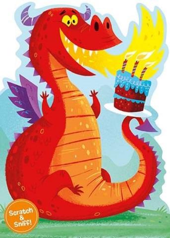 Greeting Card Birthday - Scratch N' Sniff Fire Breathing Dragon - Treasure Island Toys