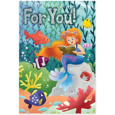 Greeting Card Enclosure - Mermaid With Book