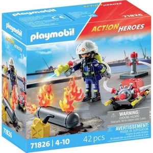 Playmobil Action Heroes Fire Firefighter with Water Pump - Treasure Island Toys