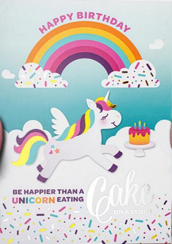 InstaCake Cake in a Card - Happy Birthday Unicorn, Vanilla Confetti - Treasure Island Toys
