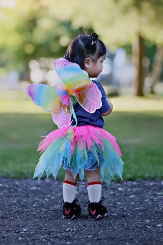 Great Pretenders Tutu -  Neon Rainbow Skirt, Wings and Wand Set - Treasure Island Toys