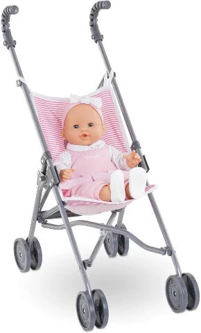 Corolle Doll Accessory - Umbrella Stroller, Pink Stripe - Treasure Island Toys