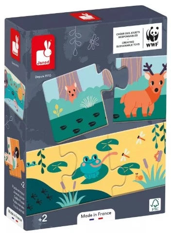 Janod Tactile Puzzle Forest Animals 20 Pieces Multicolor