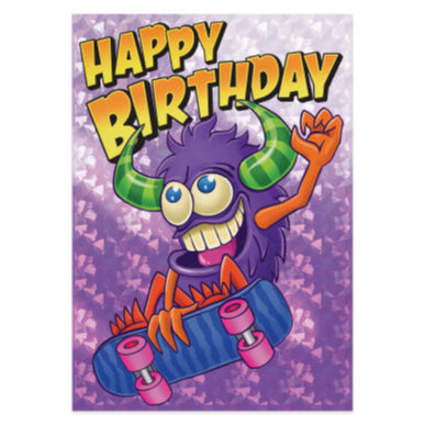 Greeting Card Birthday - Monster On Skateboard - Treasure Island Toys