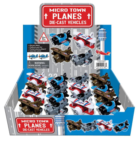 Micro Town: Mini Planes  Pullback & Go - Treasure Island Toys