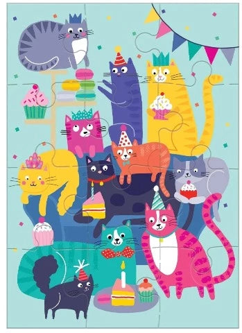 Galison Mudpuppy Puzzle Greeting Card - Cat Party - Treasure Island Toys