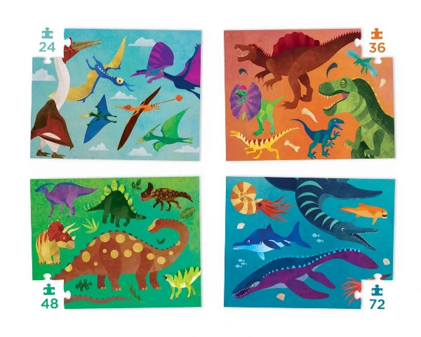 Crocodile Creek Four Puzzle Set, Dinosaurs - Treasure Island Toys