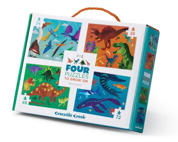 Crocodile Creek Four Puzzle Set, Dinosaurs - Treasure Island Toys