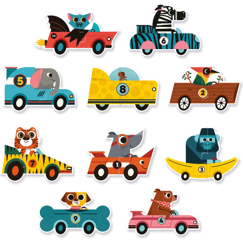 Djeco Puzzle Duo - Racing Cars - Treasure Island Toys