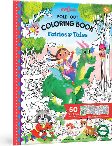 eeBoo Art Fold-Out Coloring Book Fairies and Tales - Treasure Island Toys