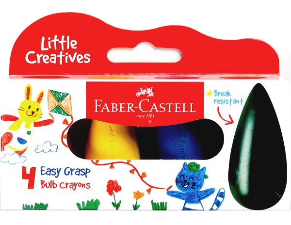 Faber-Castell Little Creatives Easy Grip Crayons Bulb, 4 Pack - Treasure Island Toys
