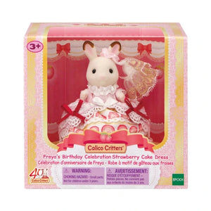 Calico Critters - Happy 40th Birthday Freya Chocolate Rabbit's Strawberry Dress - Treasure Island Toys
