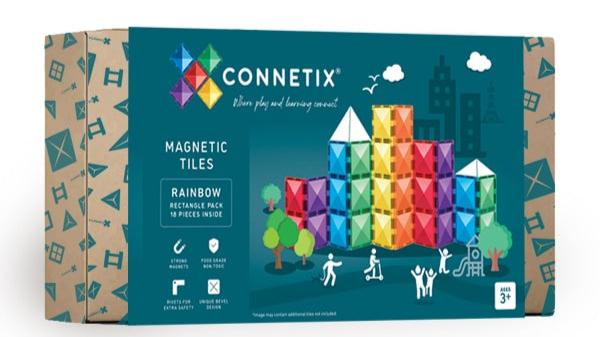 Connetix Tiles Rainbow Rectangle Pack, 18 Pieces