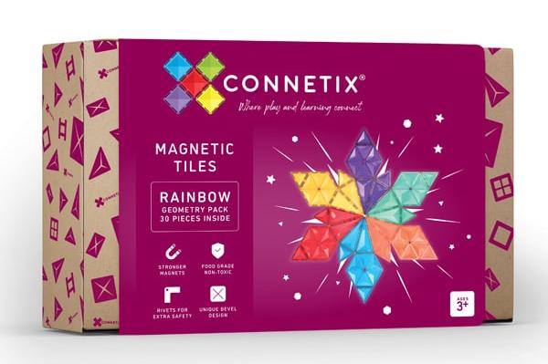 Connetix Tiles Rainbow Geometry Pack, 30 Pieces