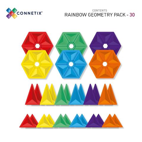 Connetix Tiles Rainbow Geometry Pack, 30 Pieces