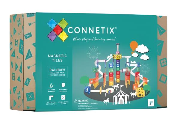 Connetix Tiles Rainbow Ball Run Pack, 92 Pieces - Treasure Island Toys
