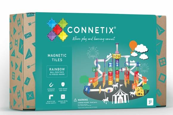 Connetix Tiles Rainbow Ball Run Pack, 92 Pieces