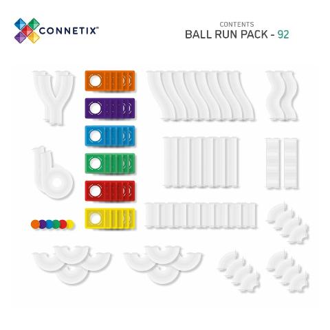 Connetix Tiles Rainbow Ball Run Pack, 92 Pieces