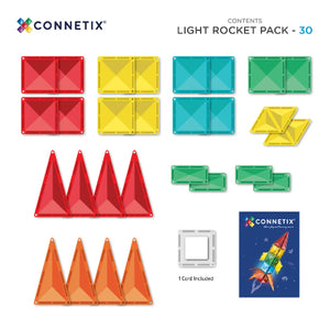 Connetix Tiles Light-up Rocket Pack, 30 Pieces