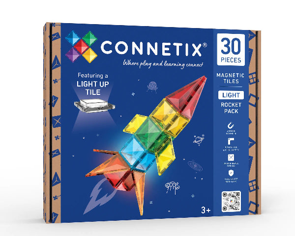 Connetix Tiles Light-up Rocket Pack, 30 Pieces