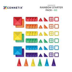 Connetix Tiles Rainbow Starter Pack, 60 Pieces